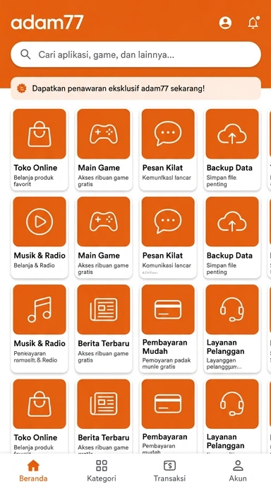 Tampilan katalog aplikasi adam77