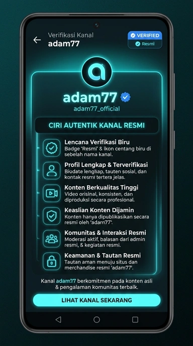 Tampilan kanal resmi adam77