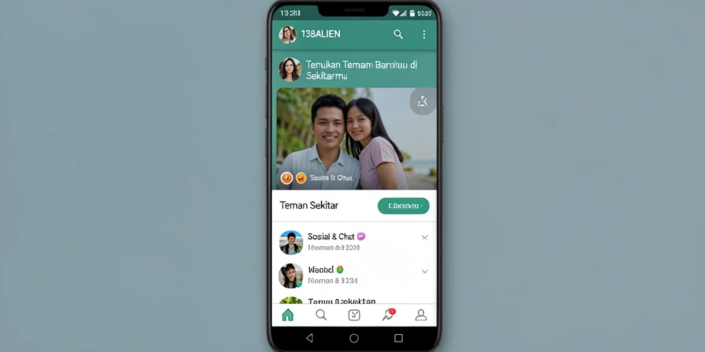Screenshot antarmuka 138ALIEN memperlihatkan fitur pencarian teman sekitar.
