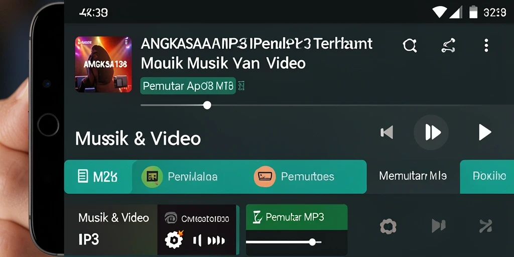 Tampilan antarmuka pengguna aplikasi Pemutar MP3 yang menarik.