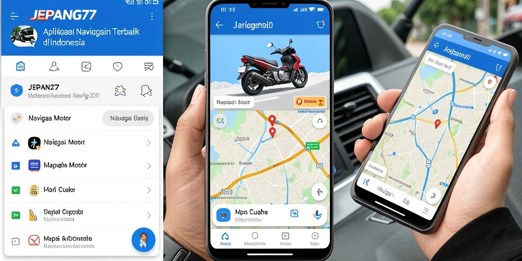 Tampilan antarmuka aplikasi JEPANG77 untuk Navigasi Motor.
